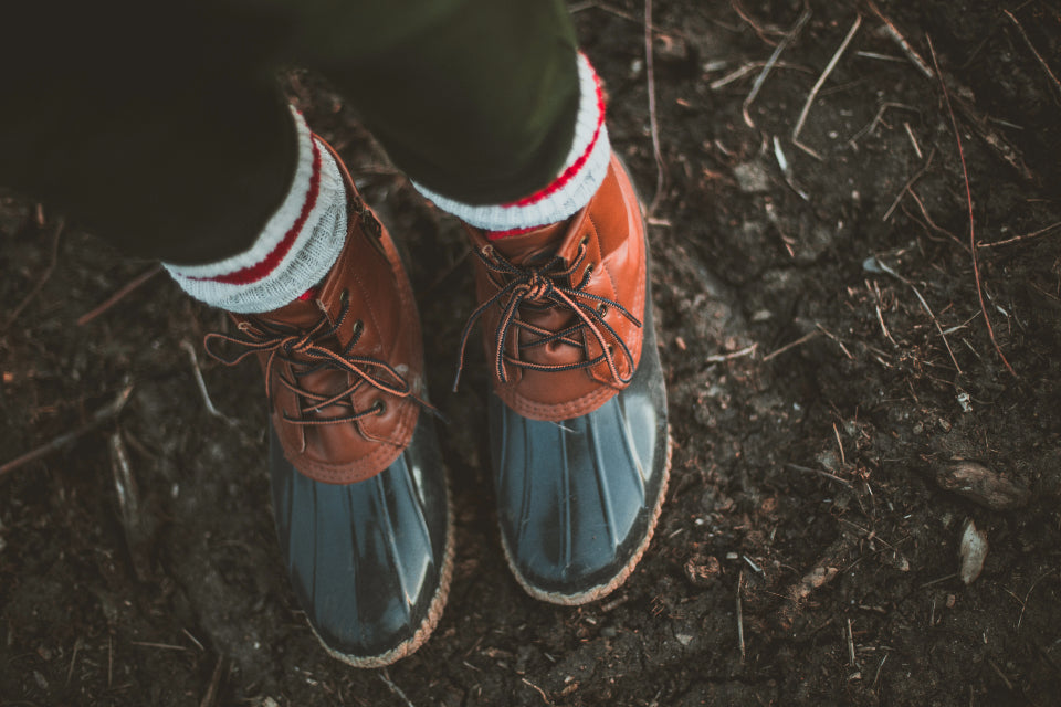 boots with striped socks