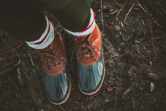 boots with striped socks
