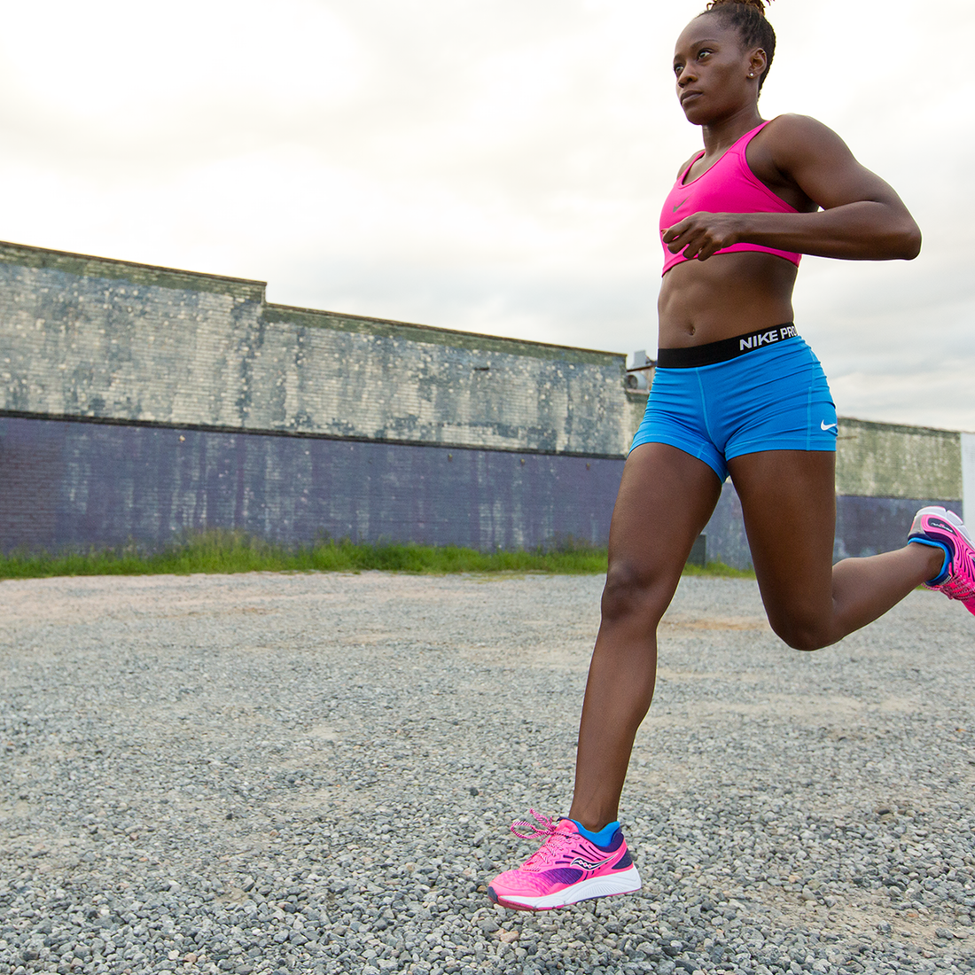 African American woman running