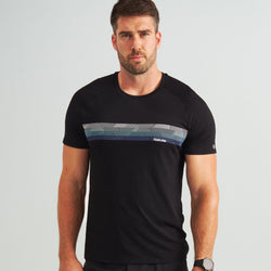 Black Feetures Graphic | model: Hunter is wearing a size XL - Waist 36" Inseam 34"  Chest 47½"