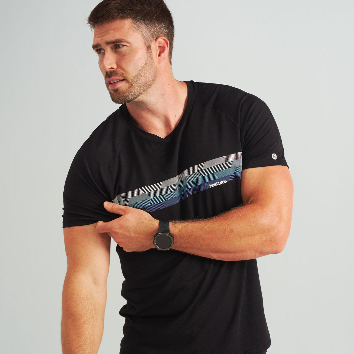 Men’s Stride Flex Performance Tee - Black Feetures Graphic