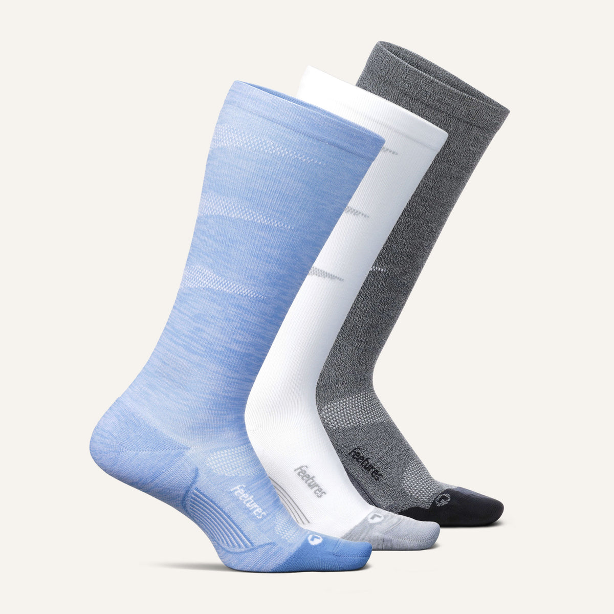 Graduated Compression Light Cushion Knee High 3 Pack - Blue White Mix