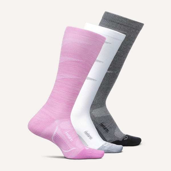Graduated Compression Light Cushion Knee High 3 Pack - Rose White Mix