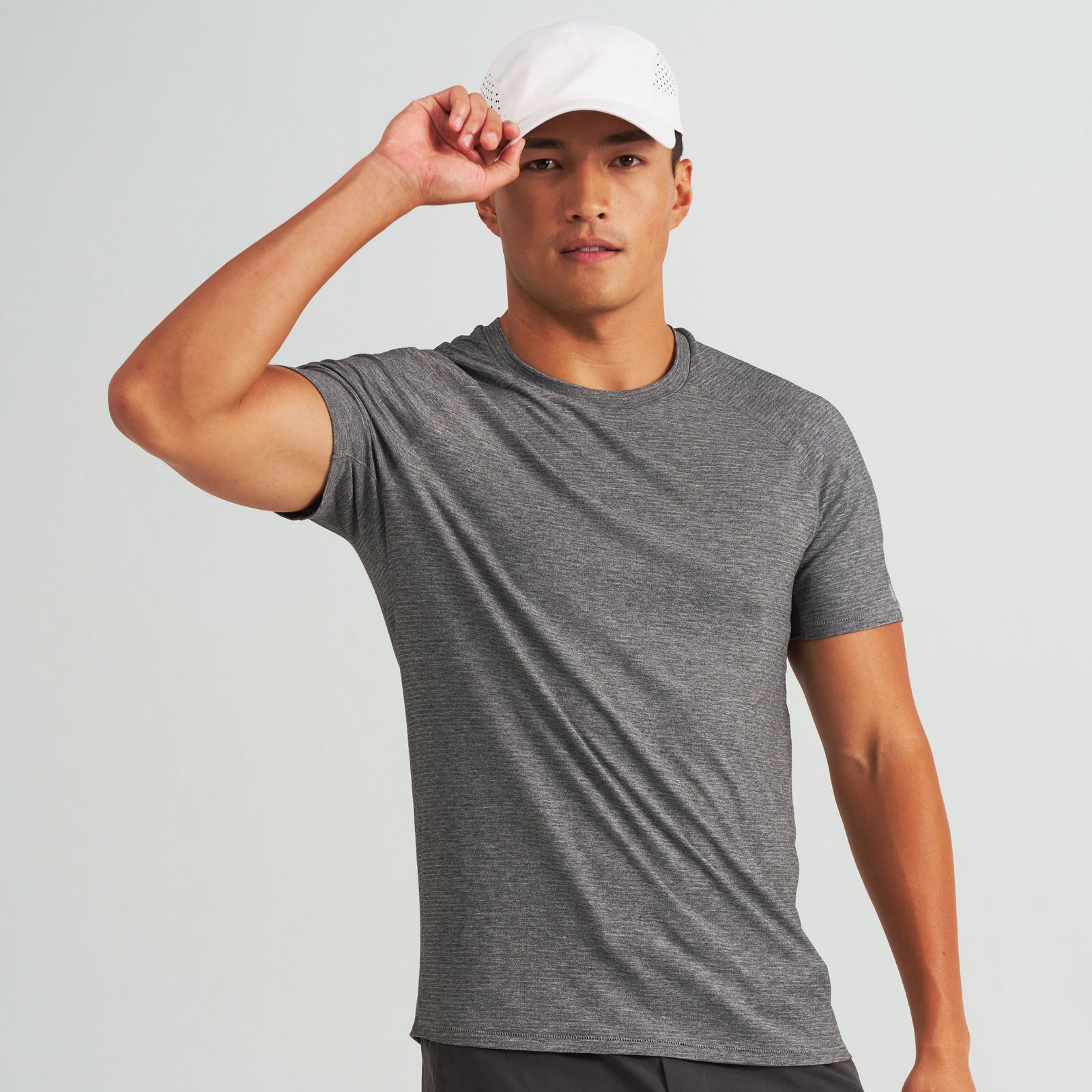 Black Heather Mix |  model: Josh is wearing a size Medium - Waist 31"  Inseam 28" Chest 42"