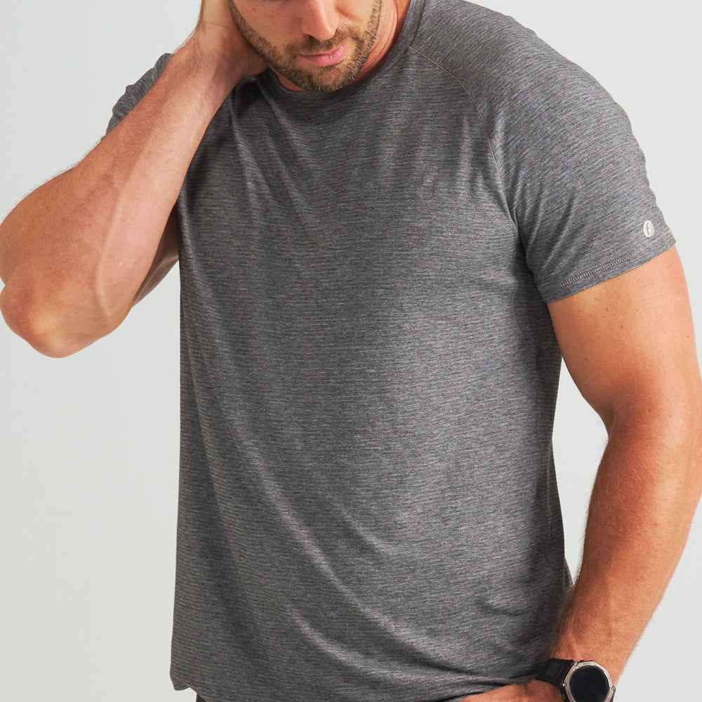 Gray Black Mix | model: Hunter is wearing a size XL - Waist 36" Inseam 34"  Chest 47½"