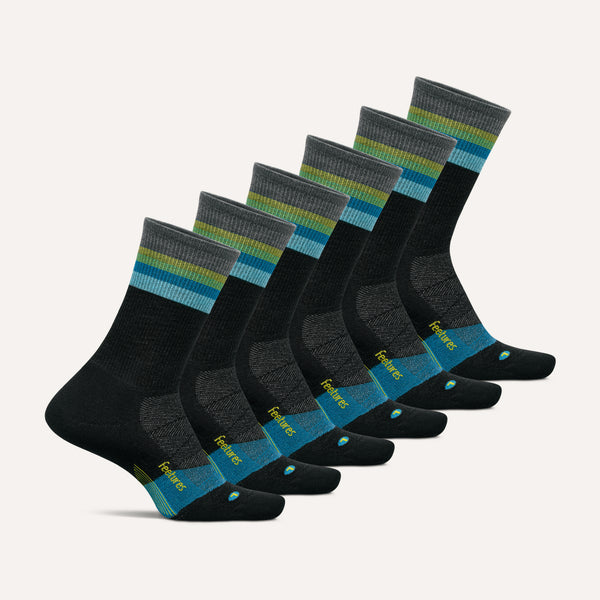 Merino 10 Max Cushion Mini Crew 6 Pack - Luminous Black Mix