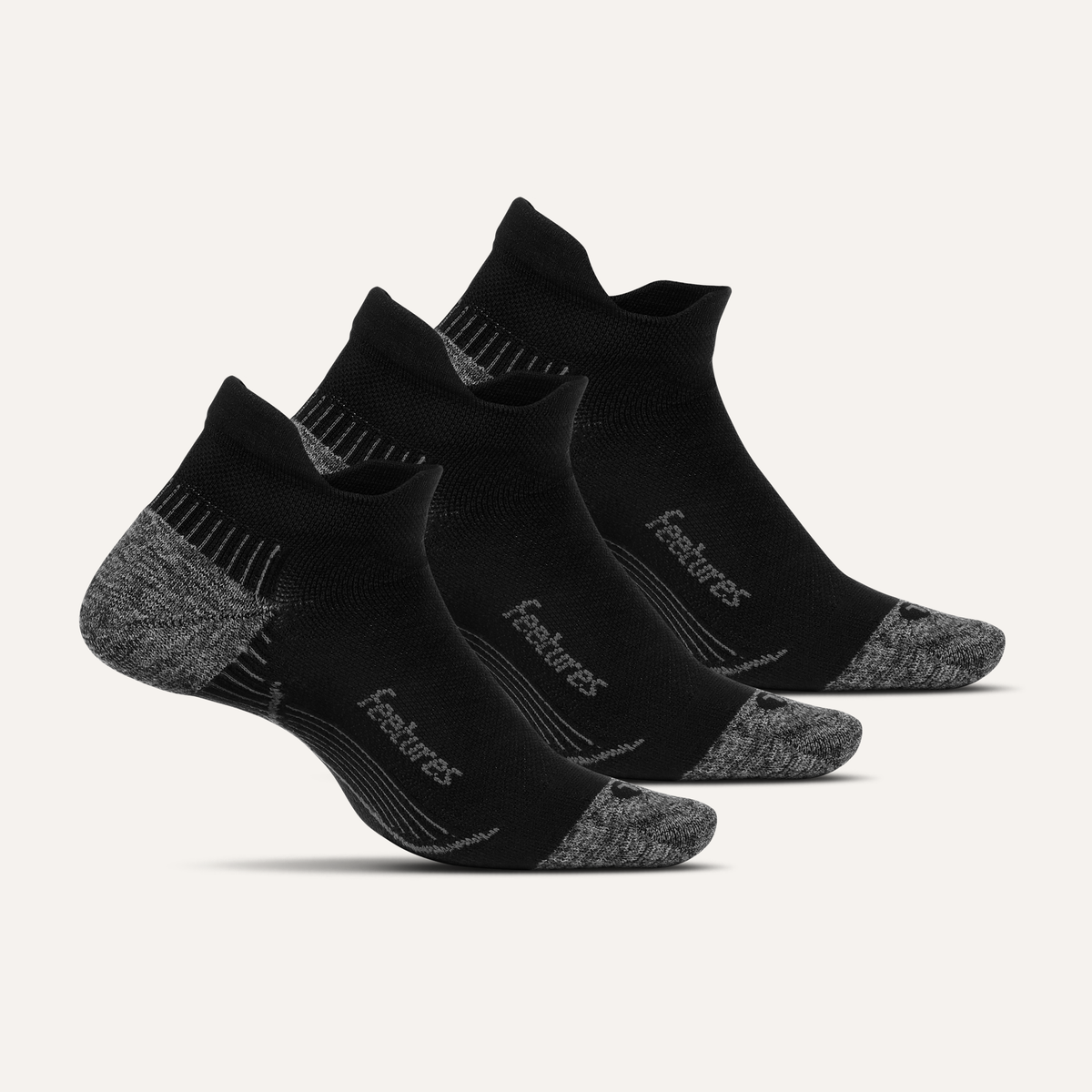 Plantar Fasciitis Relief Sock Ultra Light Tab 3 Pack - BLACK