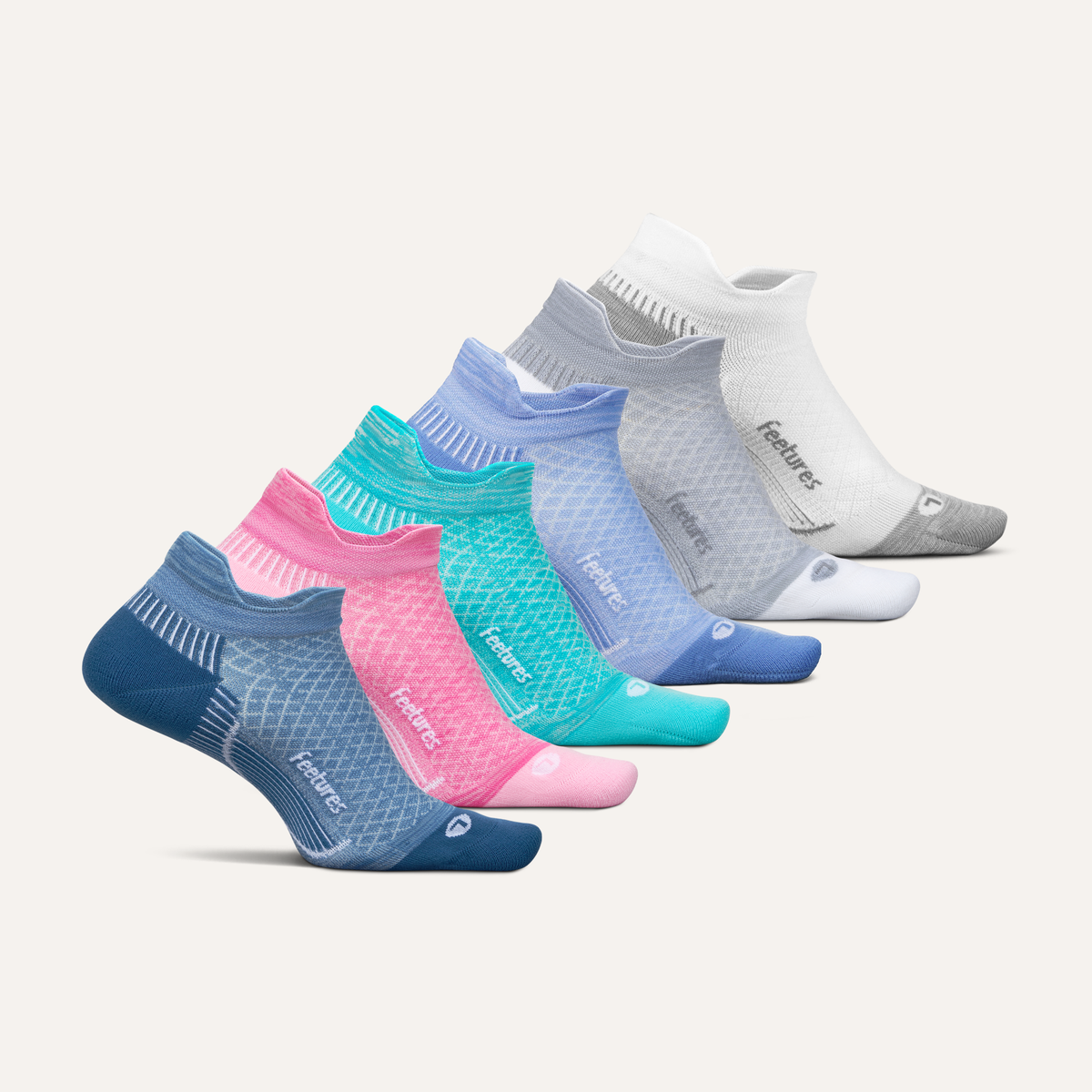 Plantar Fasciitis Relief Sock Light Cushion Tab 6 Pack - Blue Rose Mix