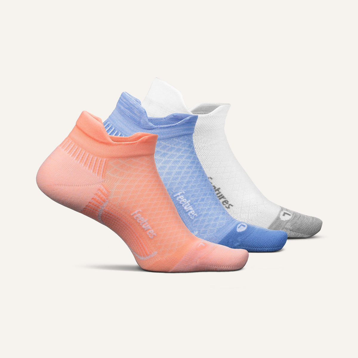 Plantar Fasciitis Relief Sock Light Cushion Tab 3 Pack - Blue Peach Mix