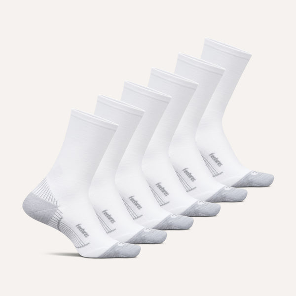 Plantar Fasciitis Relief Sock Light Cushion Mini Crew 6 Pack - White Mix