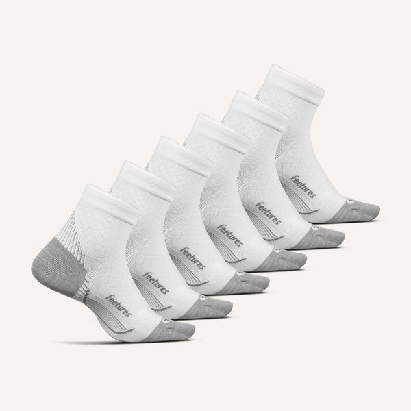 Plantar Fasciitis Relief Sock Light Cushion Quarter 6 Pack - White Mix