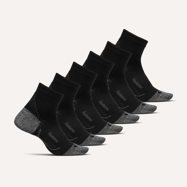 Plantar Fasciitis Relief Sock Ultra Light Quarter 6 Pack - Black